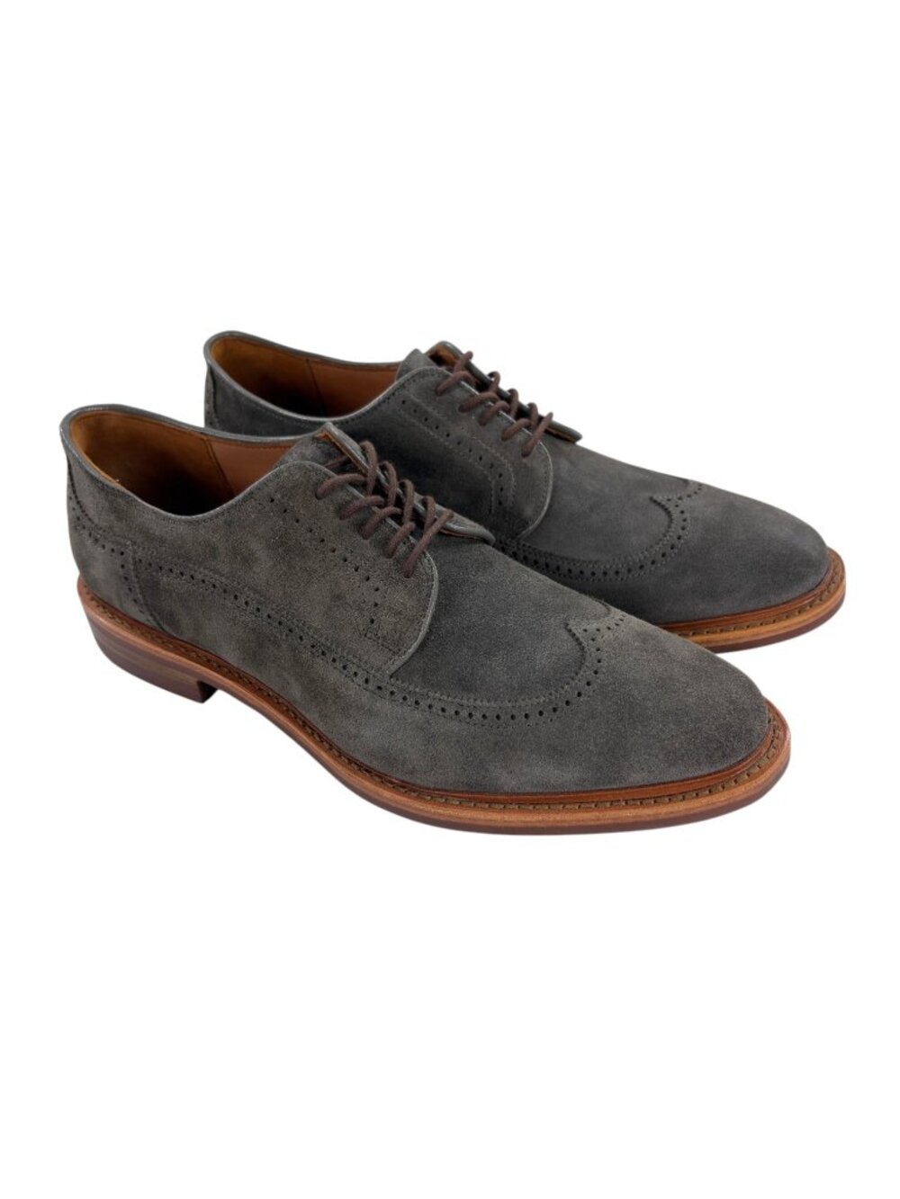 Allen Edmonds Winstommok Suede Wingtip Derby Dress Shoes Mens Size 10.5 D Gray